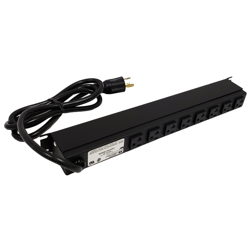 Hammond 19 inch 8 Outlet Horizontal Rack Mount Power Strip - 15ft Cord, L5-20P Plug, 5-20R Rear Receptacles - Image 2