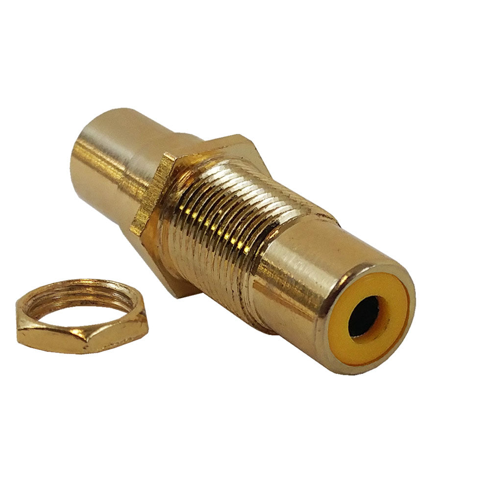 RCA Female to Female Bulkhead, Gold Plated - Yellow - Image 2