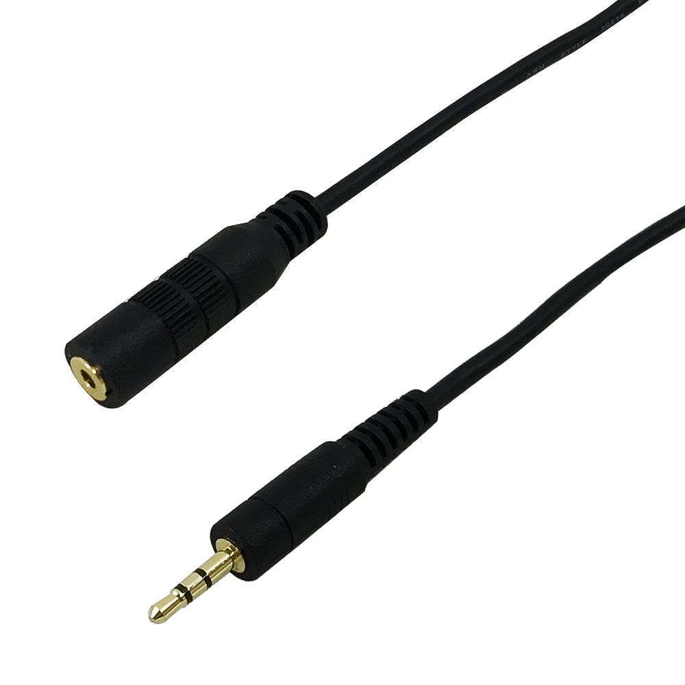 2.5mm Stereo Male to Female Cable - Riser Rated CMR/FT4 - Black