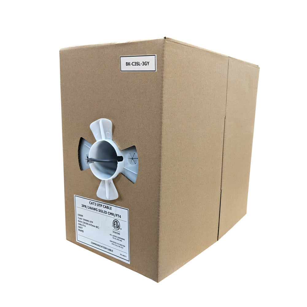 3 Pair CAT3 Solid UTP FT4/CMR/CL3 Bulk Cable - Grey - Image 2