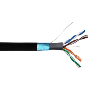 100ft 4 Pair CAT5E 350Mhz Shielded F/UTP Solid UV / Direct Burial Bulk Cable - Black