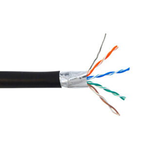 1000ft 4 Pair CAT5E 350Mhz Shielded FTP Solid UV / Direct Burial Bulk Cable - Black