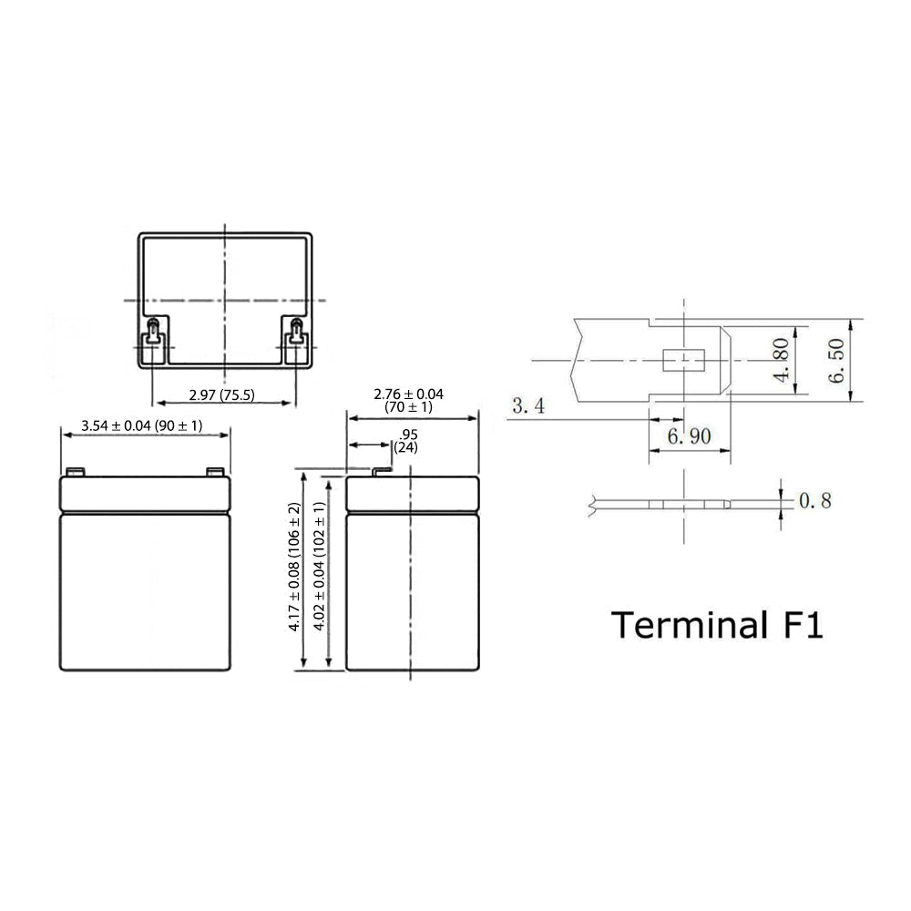 Sealed Lead Acid AGM Battery 12V 5amp - F1 Terminals - Image 3