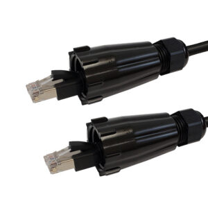 RJ45 Male with IP68 Shroud to RJ45 Male with IP68 Shroud CAT5E Shielded FTP Outdoor UV / Direct Burial Patch Cable - Black