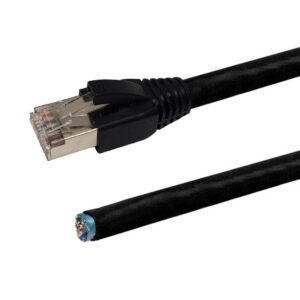 RJ45 to Blunt CAT5E Solid Shielded FTP Outdoor UV Direct Burial Pigtail Cable - Black