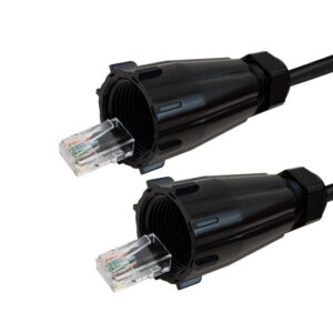 RJ45 Male with IP68 Shroud to RJ45 Male with IP68 Shroud CAT6 UTP Outdoor UV / Direct Burial Patch Cable - Black