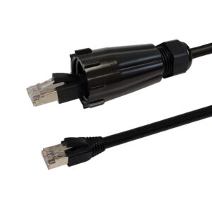 RJ45 Male with IP68 Shroud to RJ45 CAT6 Shielded FTP Outdoor UV / Direct Burial Patch Cable - Black