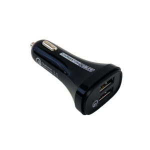 USB A Female to DC, 1x SMART IQ (5V/2.4A), 1x QC3.0 (5V/3A) Car Charger Adapter - Black