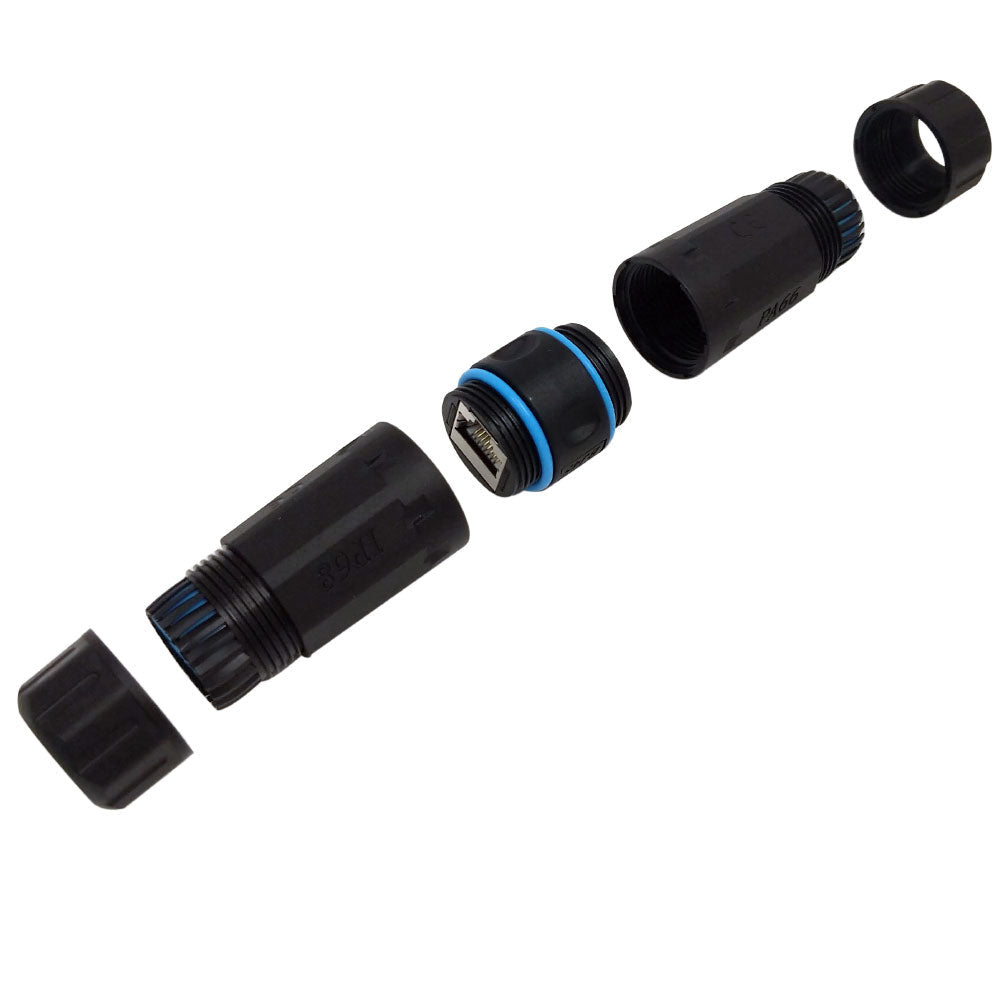 Cat6 RJ45 Female to RJ45 Female Shielded Coupler - Waterproof IP68 Rated - Black - Image 2