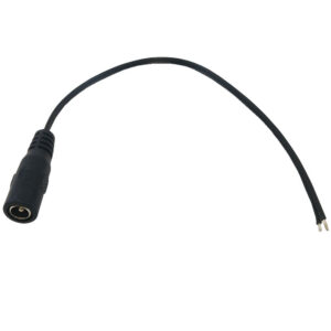 DC Power Connector Female 2.1mm x 5.5mm (8 inch Pigtail, 22AWG)