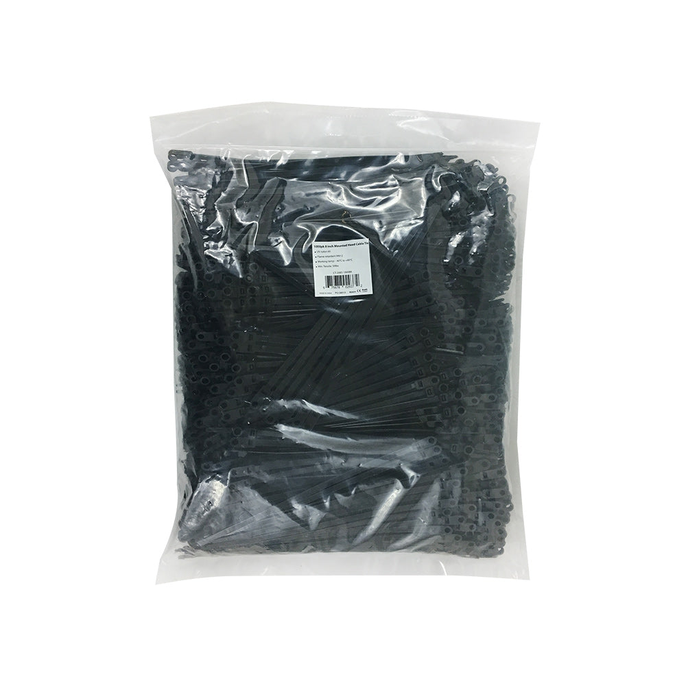 8 Inch Mounted Head Cable Tie (50lb) - Nylon 66 - Pack of 1000 - Image 2