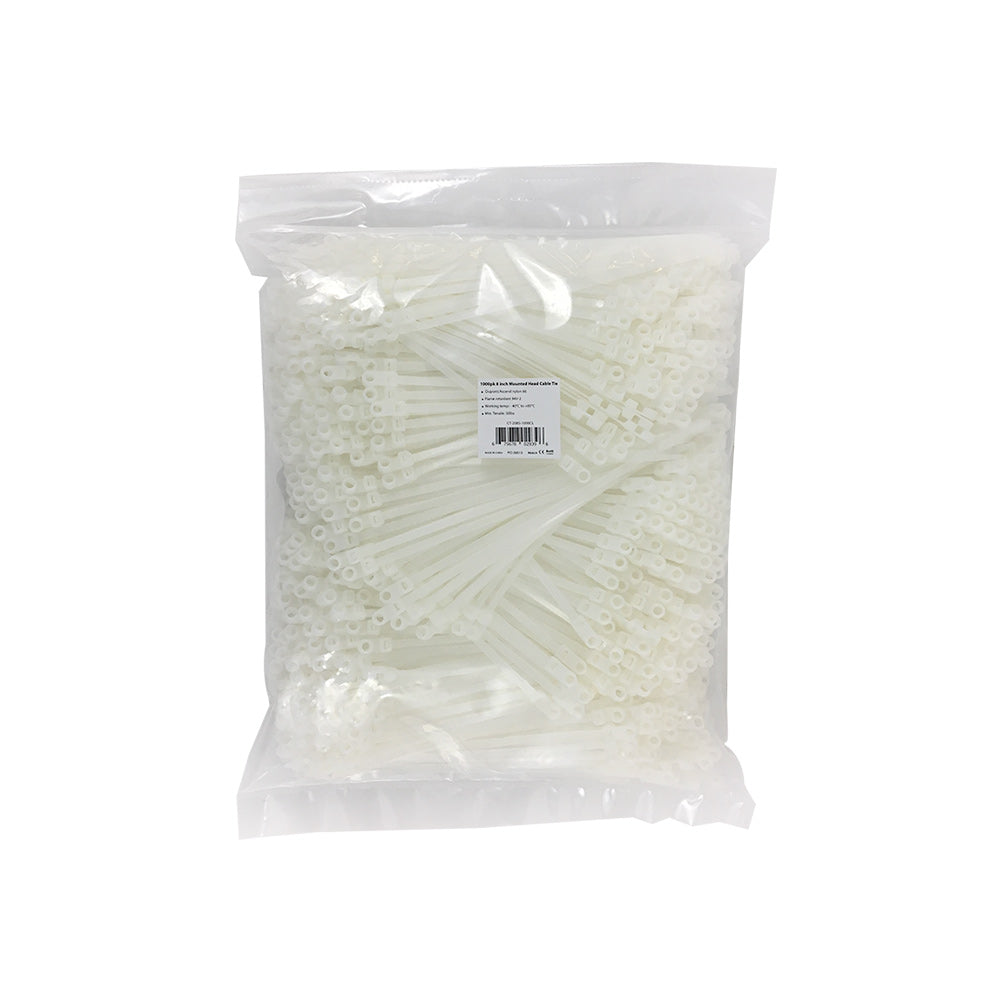 8 Inch Mounted Head Cable Tie (50lb) - Nylon 66 - Pack of 1000 - Image 4
