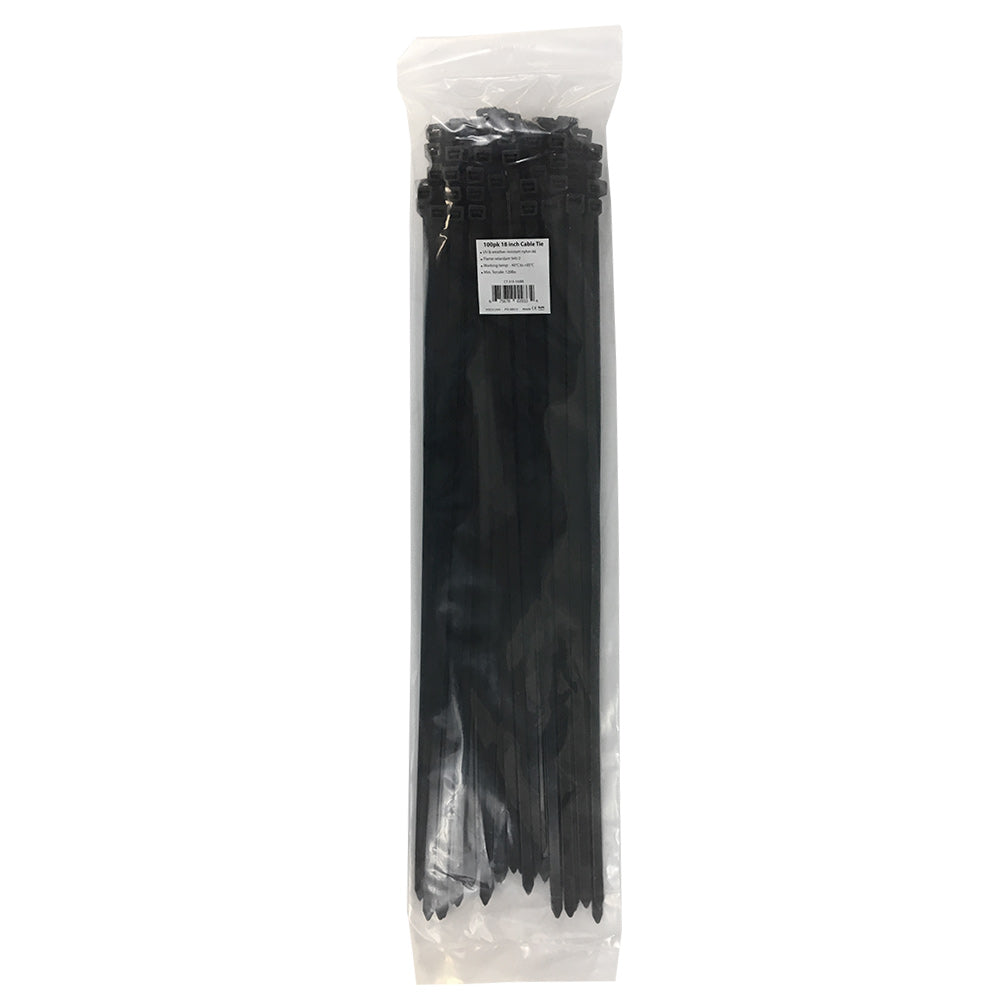 18 Inch Cable Tie (120lb) - UV & Weather Resistant Nylon 66 - Black - Image 4