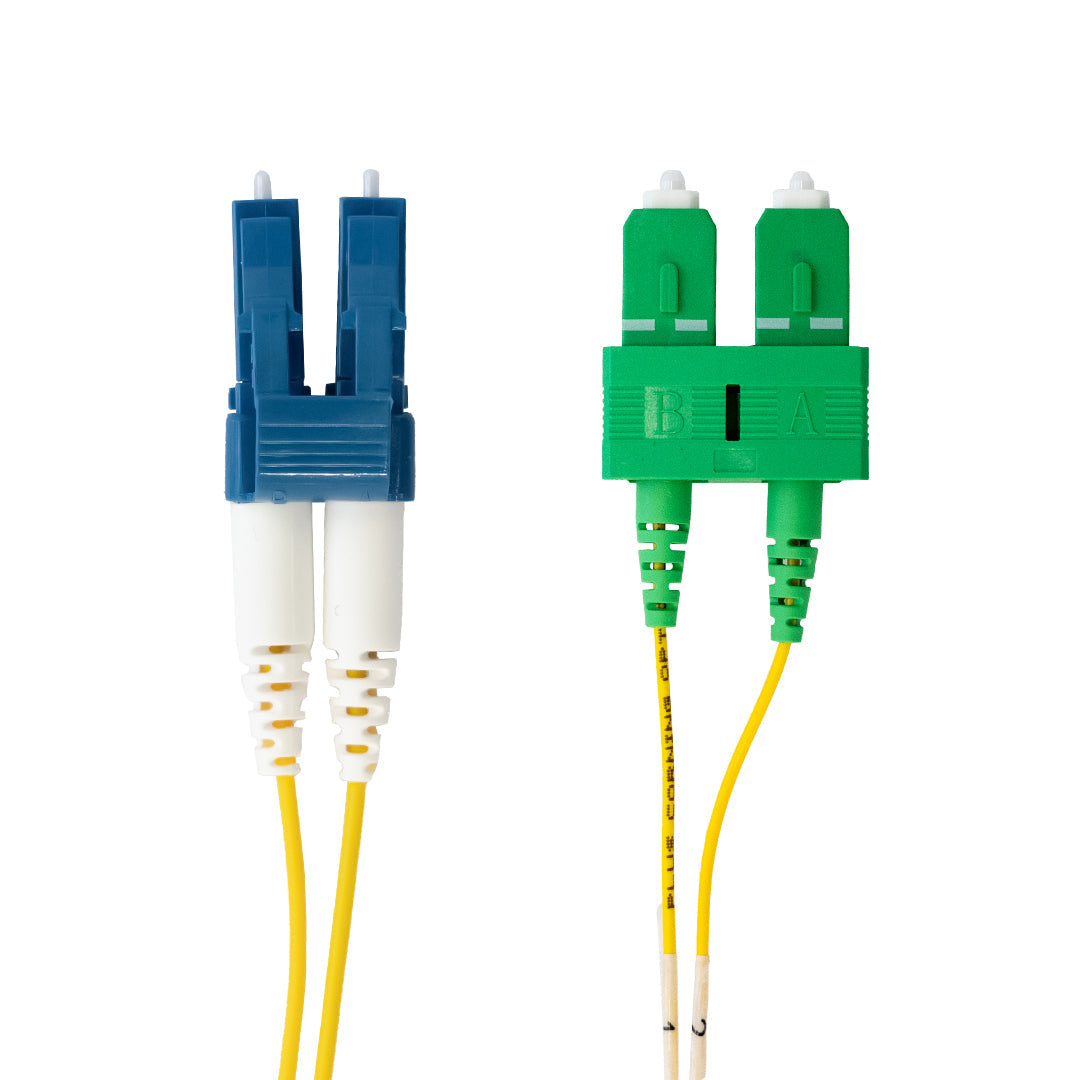 OS2 Singlemode Duplex LC to SC/APC 9 Micron - Fiber Optic Patch Cable - 1.2mm Jacket - OFNR - Image 2