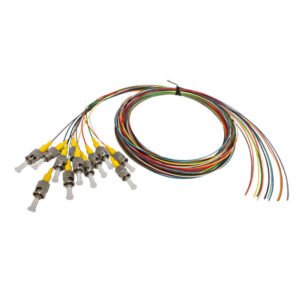 3m ST/UPC 12-Fiber OS2 Singlemode Simplex 9 micron - 900um Pigtail - Color Coded