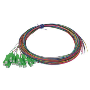 3m SC/APC 12-Fiber OS2 Singlemode Simplex 9 micron - 900um Pigtail - Color Coded