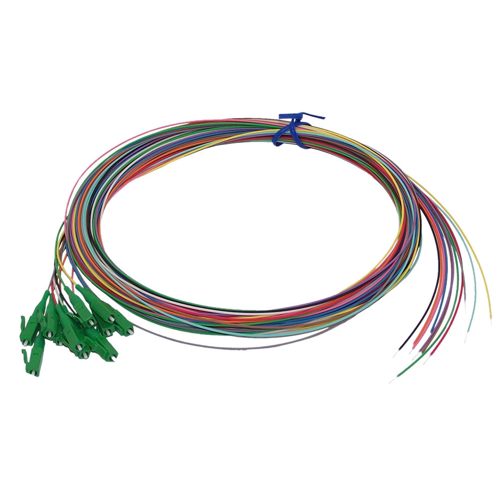 3m LC/APC 12-Fiber OS2 Singlemode Simplex 9 micron - 900um Pigtail - Color Coded