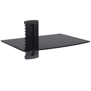 Media Player - A/V Component Wall Mount Single Shelf, Glass - Black