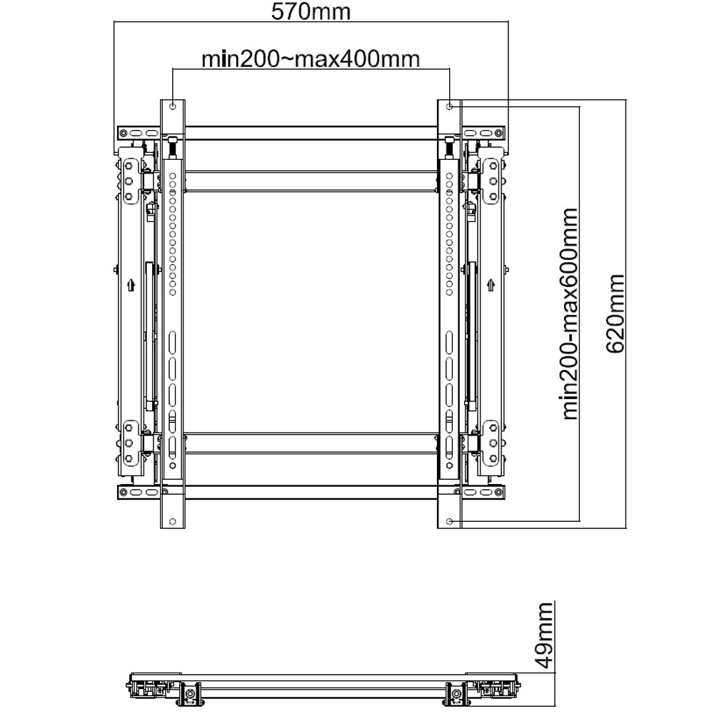 Super Slim Video Wall TV Mount Bracket, Portrait or Landscape - Fits Sizes 46-52 inches - Maximum VESA 600x400 - Image 3