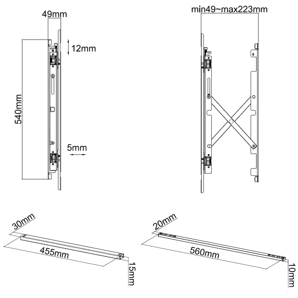 Super Slim Video Wall TV Mount Bracket, Portrait or Landscape - Fits Sizes 46-52 inches - Maximum VESA 600x400 - Image 4