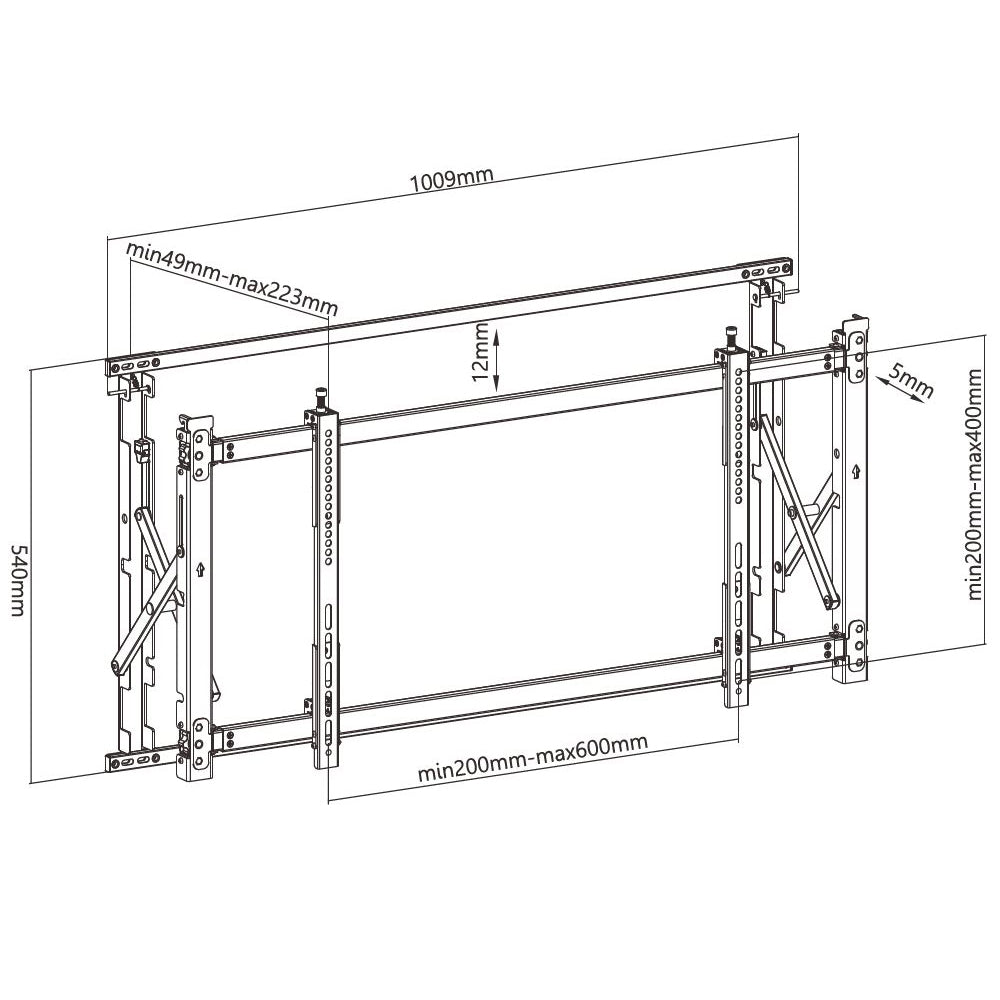 Super Slim Video Wall TV Mount Bracket, Portrait or Landscape - Fits Sizes 46-52 inches - Maximum VESA 600x400 - Image 2