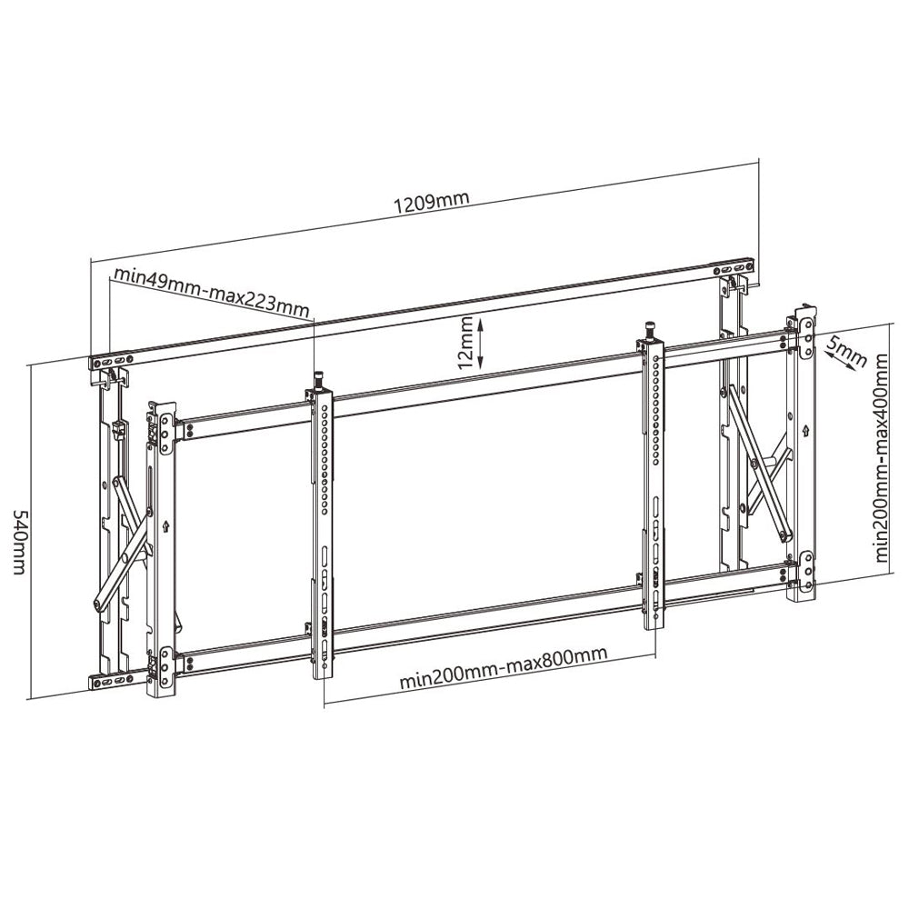 Super Slim Video Wall TV Mount Bracket, Portrait or Landscape - Fits Sizes 55-60 inches - Maximum VESA 800x600 - Image 2