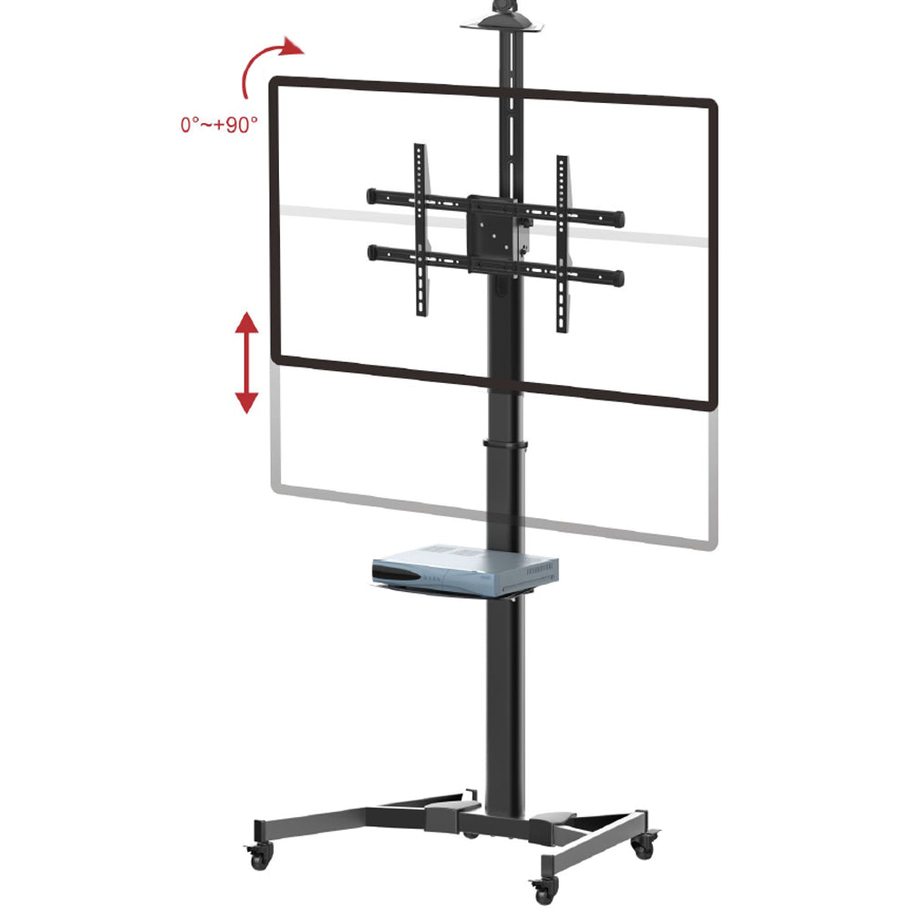 TV Cart with Shelf - Tilt, Pivot, Adjustable Height - Fits Sizes 37-70 inches, Maximum VESA 600x400 - Image 3