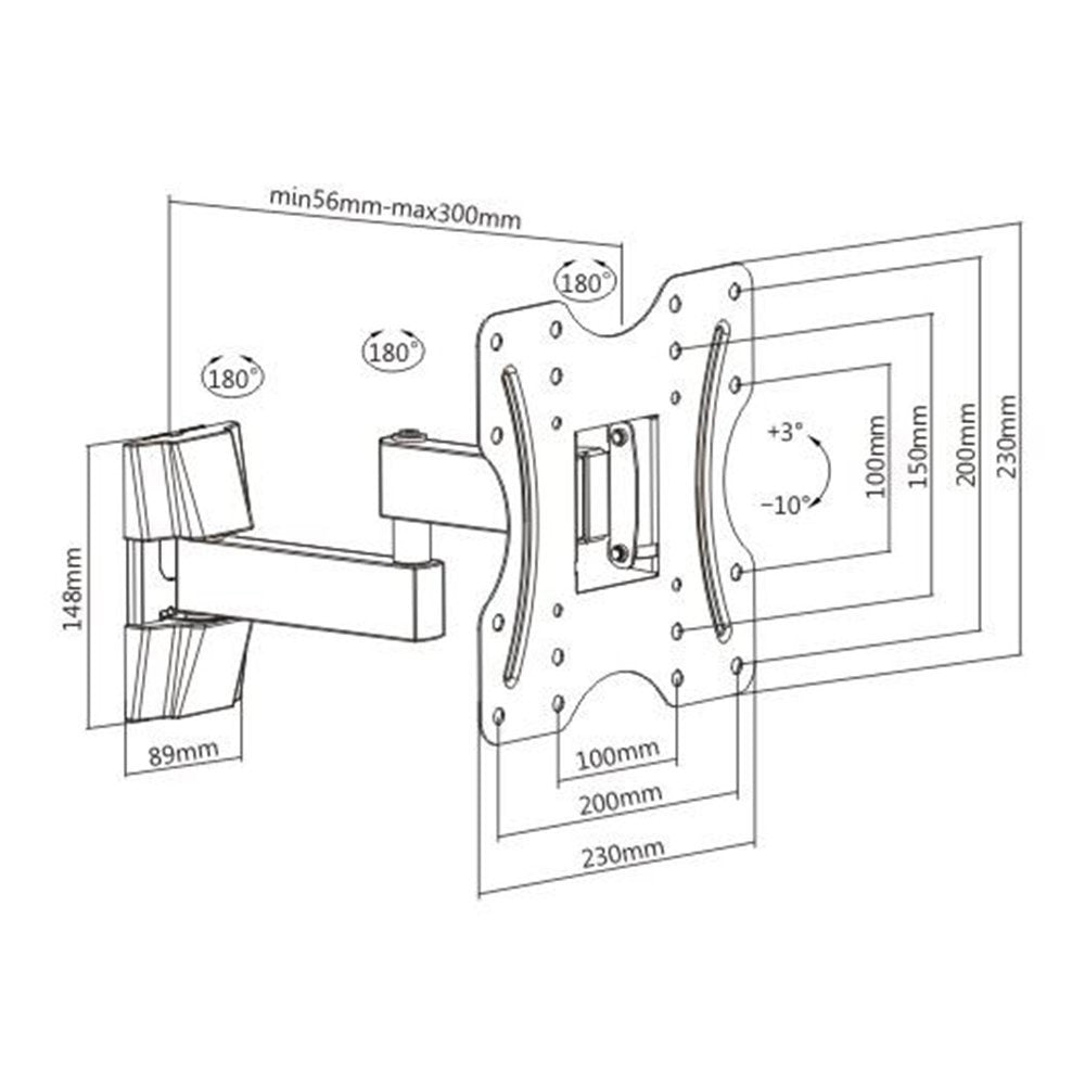 Two Arm Swivel & Tilt Mount Wall Mount LCD Bracket - Fits TV Sizes 23 to 43 inches - Maximum VESA 200x200 - Image 4