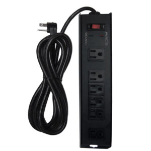 6 outlet Surge Protector - 1150J, 15ft Cord, Down Angle Plug - Black