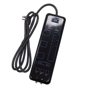 8 Outlet Surge Protector - 3600J, 6ft cord, Down Angle Plug, 2 USB Charging Ports, CATV/Phone/DSL Protection - Black