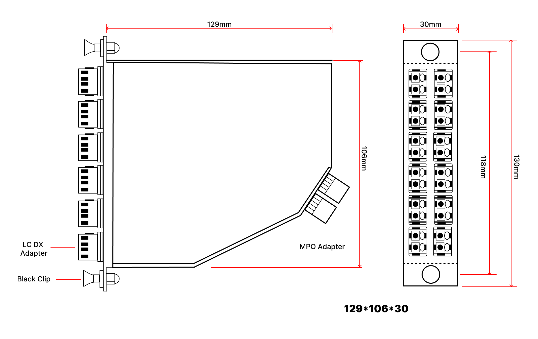 24-Fiber Singlemode LGX Style Cassette 2x MPO APC Male to 12x LC/APC Duplex - Image 3
