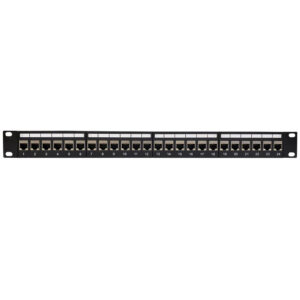24-Port CAT6A Shielded Patch Panel, 19" Rackmount 1U - Pass-Through