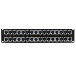 24-Port XLR Female + 8-port XLR Male patch panel, 19 inch rackmount 2U