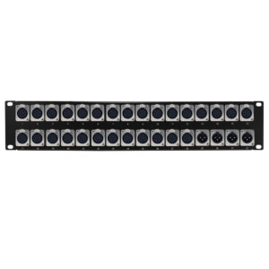 28-Port XLR Female + 4-port XLR Male patch panel, 19 inch rackmount 2U