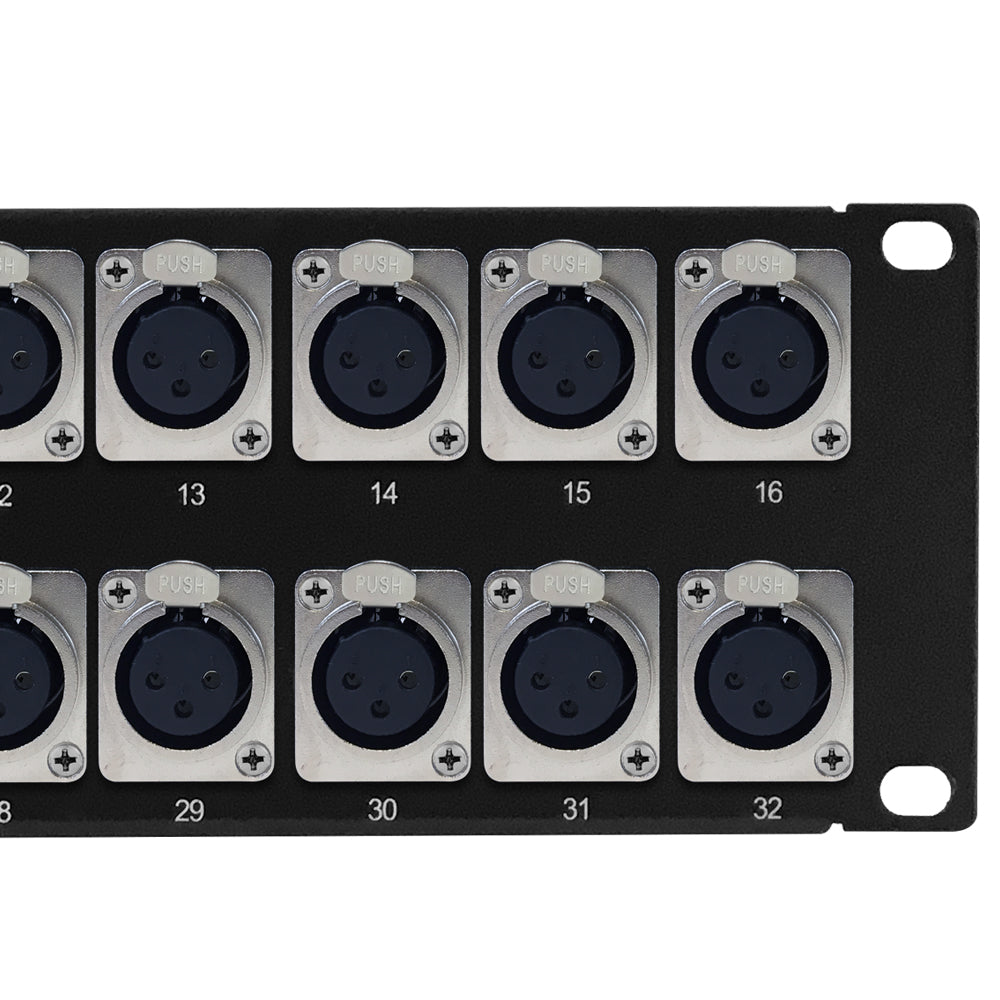 32-Port XLR Female Patch Panel, 19 inch rackmount 2U - Image 2