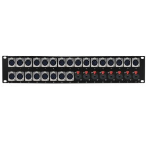 24-Port XLR Female + 8-Port TRS Female patch panel, 19 inch rackmount 2U