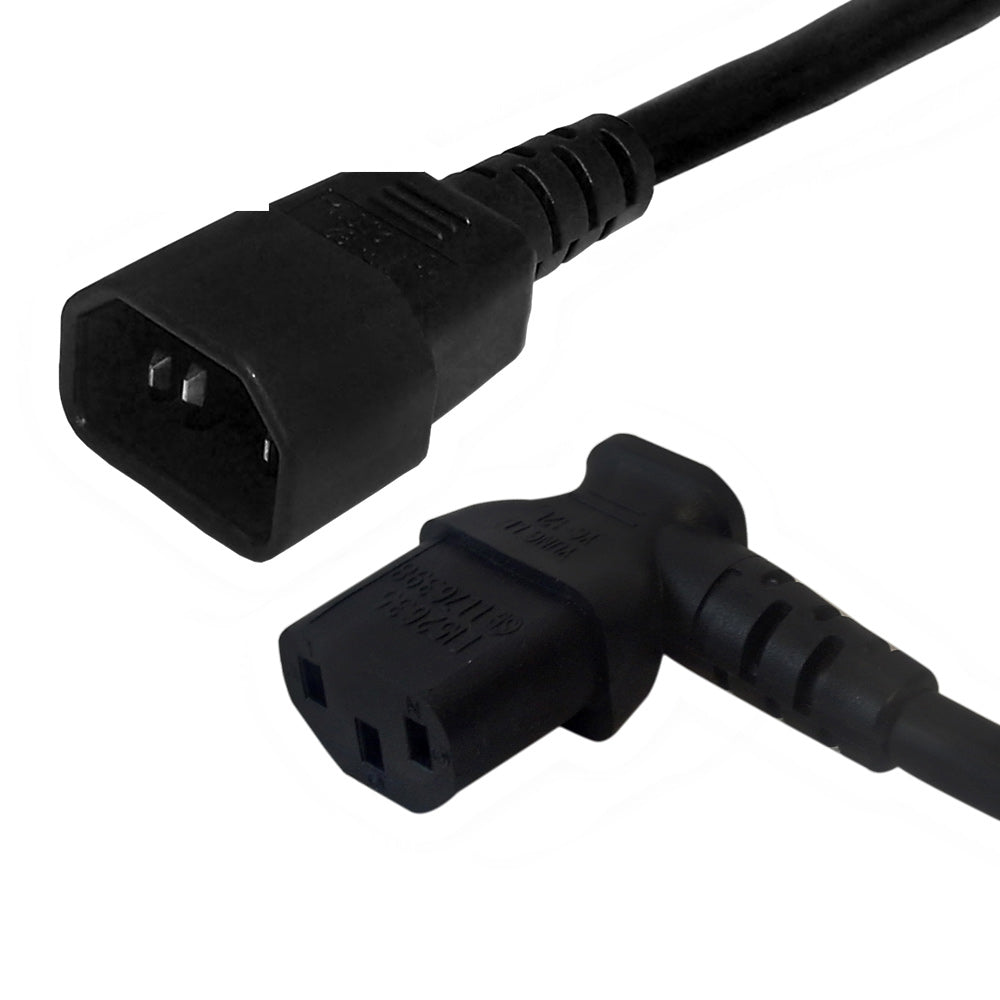 IEC C13 Right Angle to IEC C14 Power Cable - 18AWG - SJT Jacket - Image 2