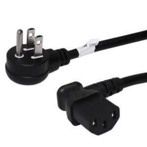 NEMA 5-15P Up Angle to IEC C13 Right Angle Power Cable - SJT Jacket