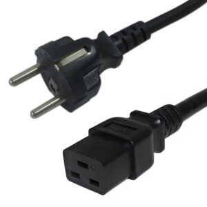 SCHUKO CEE 7/7 (Euro) to C19 - H05VV-F 1.5 (15A 250V) Power Cable - 2m