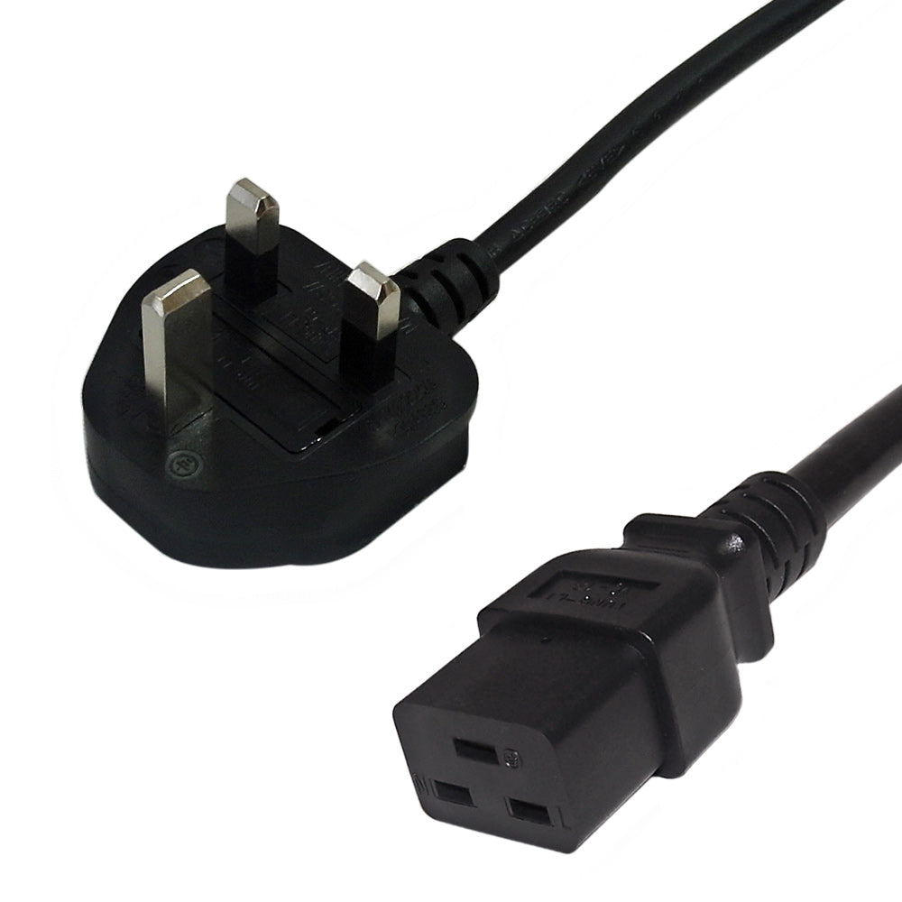 BS1363 (UK) to IEC C19 - H05VV-F 1.5 (13A 250V) Power Cord - 2m