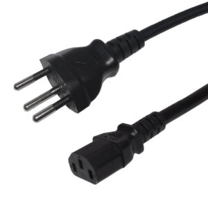SEV 1011 (Switzerland) to IEC C13 - H05VV-F 1.0 (10A 250V) Power Cord - 2m