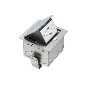 Countertop Pop-up Power Receptacle Box (20A 125V) + 2x USB  - Stainless Steel