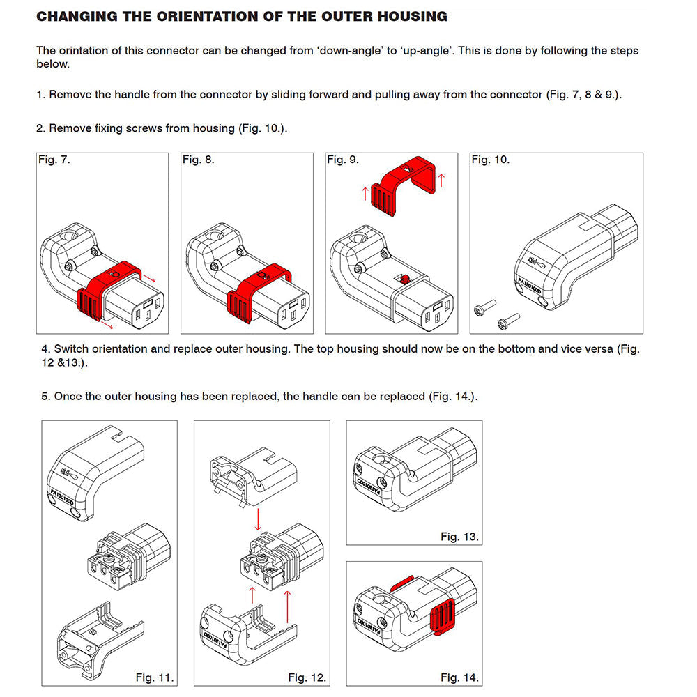 C13 Locking Power Cord Connector - Screw On - Up or Down Angle (IEC-Lock Part #: PA130100DBK) - Image 3