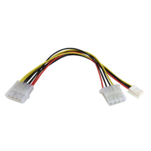 8 inch LP4 Male to LP4 Female and SP4 Female Internal PC Power Splitter Cable