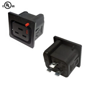 C19 Locking Receptacle 6.3mm Terminal, 1.5mm Panel Thickness - Black (IEC-Lock Part #: PA195015BK)