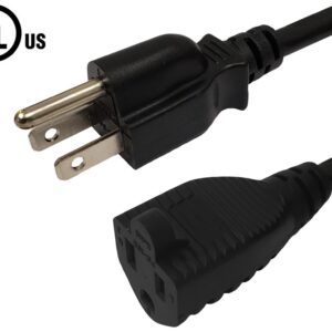 NEMA 5-15P to NEMA 5-15R Power Cable - SJT Jacket