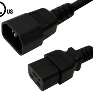 IEC C14 to IEC C19 Power Cable - 14AWG (15A 250V) - SJT Jacket