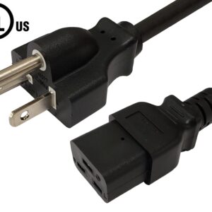 NEMA 5-20P to IEC C19 Power Cable - 12AWG (20A 125V) - SJT Jacket