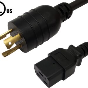 NEMA L6-20P to IEC C19 Power Cable - 12AWG (20A 250V) - SJT Jacket