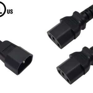 IEC C14 to 2x IEC C13 Power Splitter Cable - SJT